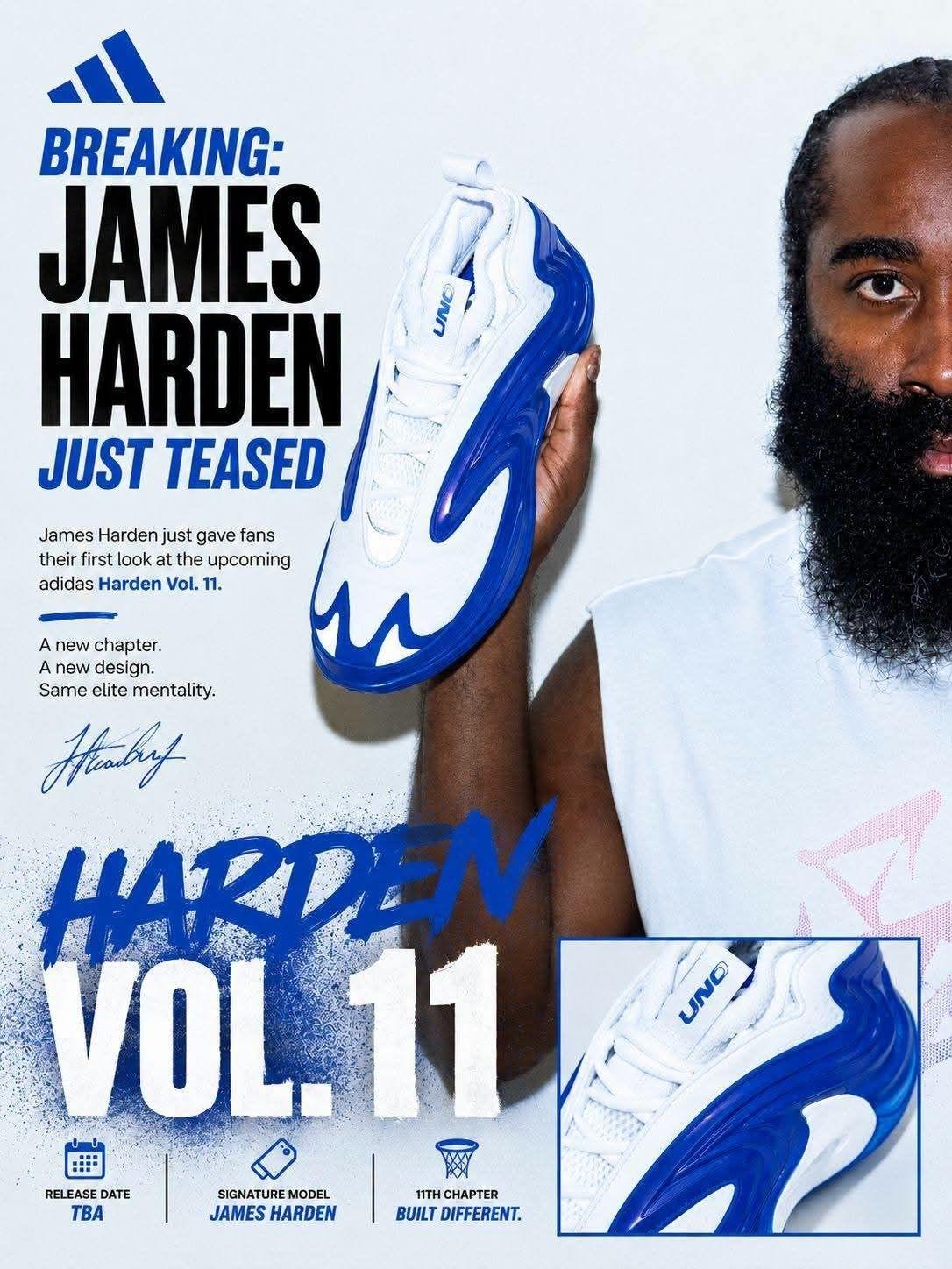 哈登新一代签名鞋🔥Harden Vol.11正式曝光!开启全新篇章